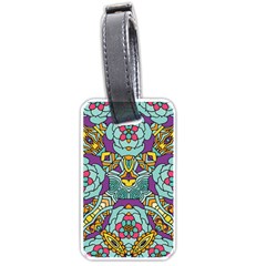 Mariager - Bold Blue,purple And Yellow Flower Design Luggage Tag (one Side) by Zandiepants