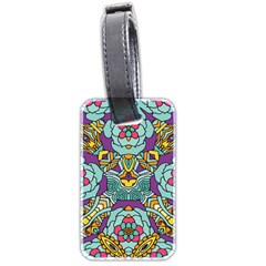 Mariager - Bold Blue,purple And Yellow Flower Design Luggage Tag (two Sides) by Zandiepants