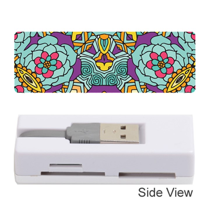 Mariager - Bold blue,purple and yellow flower design Memory Card Reader (Stick)