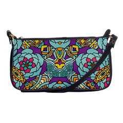 Mariager - Bold Blue,purple And Yellow Flower Design Shoulder Clutch Bag by Zandiepants