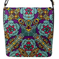 Mariager - Bold Blue,purple And Yellow Flower Design Flap Closure Messenger Bag (s) by Zandiepants