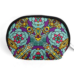 Mariager - Bold Blue,purple And Yellow Flower Design Accessory Pouch (medium) by Zandiepants