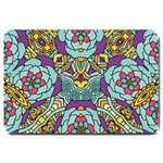 Mariager - Bold blue,purple and yellow flower design Large Doormat 30 x20  Door Mat