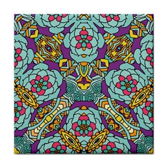 Mariager - Bold Blue,purple And Yellow Flower Design Face Towel by Zandiepants