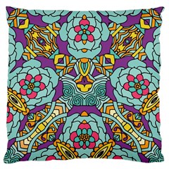 Mariager - Bold Blue,purple And Yellow Flower Design Large Cushion Case (one Side) by Zandiepants