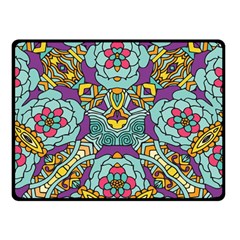 Mariager - Bold Blue,purple And Yellow Flower Design Double Sided Fleece Blanket (small) by Zandiepants