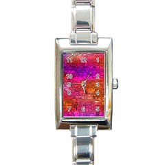 Purple Orange Pink Colorful Art Rectangle Italian Charm Watch by yoursparklingshop