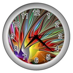 Fractal Bird Of Paradise Wall Clock (silver) by WolfepawFractals