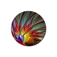 Fractal Bird Of Paradise Rubber Round Coaster (4 Pack) by WolfepawFractals