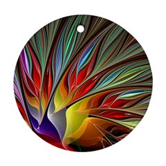 Fractal Bird Of Paradise Round Ornament (two Sides)