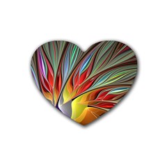 Fractal Bird Of Paradise Rubber Coaster (heart) by WolfepawFractals