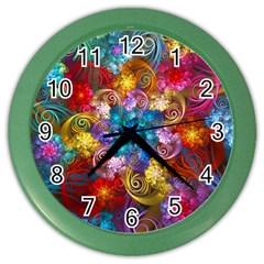 Spirals And Curlicues Color Wall Clocks by WolfepawFractals