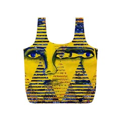 Conundrum Ii, Abstract Golden & Sapphire Goddess Full Print Recycle Bags (s)  by DianeClancy