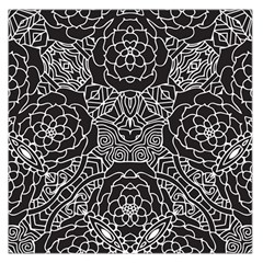 Petals In Black White, Bold Flower Design Large Satin Scarf (square) by Zandiepants