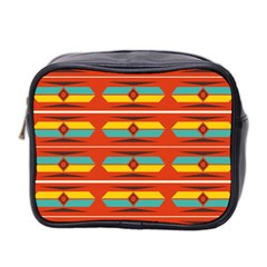 Shapes In Retro Colors Pattern                        Mini Toiletries Bag (two Sides) by LalyLauraFLM