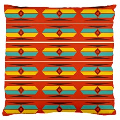 Shapes In Retro Colors Pattern                        	large Flano Cushion Case (two Sides) by LalyLauraFLM