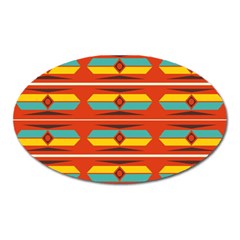 Shapes In Retro Colors Pattern                        			magnet (oval) by LalyLauraFLM