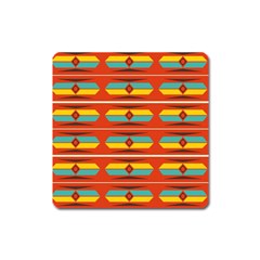 Shapes In Retro Colors Pattern                        			magnet (square) by LalyLauraFLM