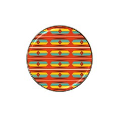 Shapes In Retro Colors Pattern                        			hat Clip Ball Marker by LalyLauraFLM