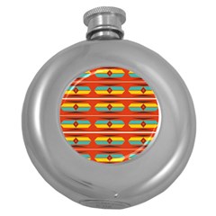 Shapes In Retro Colors Pattern                        			hip Flask (5 Oz) by LalyLauraFLM