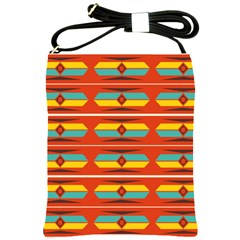 Shapes In Retro Colors Pattern                        			shoulder Sling Bag by LalyLauraFLM