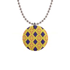 Tribal Shapes And Rhombus Pattern                        			1  Button Necklace by LalyLauraFLM