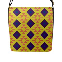 Tribal Shapes And Rhombus Pattern                        			flap Closure Messenger Bag (l) by LalyLauraFLM