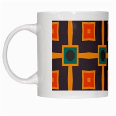 Connected Shapes In Retro Colors                         White Mug by LalyLauraFLM