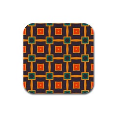 Connected Shapes In Retro Colors                         			rubber Square Coaster (4 Pack by LalyLauraFLM