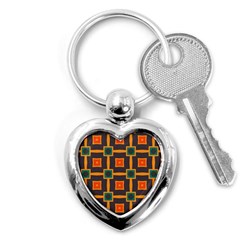 Connected Shapes In Retro Colors                         			key Chain (heart) by LalyLauraFLM