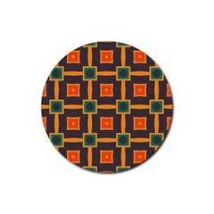 Connected Shapes In Retro Colors                         			rubber Round Coaster (4 Pack) by LalyLauraFLM