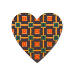 Connected Shapes In Retro Colors                         			magnet (heart) by LalyLauraFLM