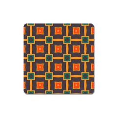 Connected Shapes In Retro Colors                         			magnet (square) by LalyLauraFLM