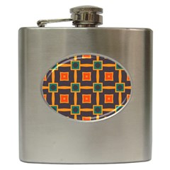 Connected Shapes In Retro Colors                         			hip Flask (6 Oz) by LalyLauraFLM