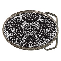 Petals In Black White, Bold Flower Design Belt Buckle by Zandiepants