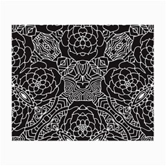 Petals In Black White, Bold Flower Design Small Glasses Cloth (2 Sides) by Zandiepants