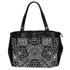 Petals In Black White, Bold Flower Design Oversize Office Handbag (2 Sides) by Zandiepants