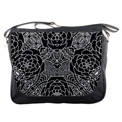 Petals In Black White, Bold Flower Design Messenger Bag by Zandiepants