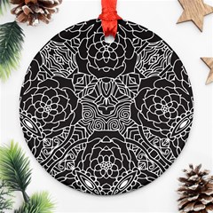 Mariager, Bold Flower Design, Black & White Ornament (round) by Zandiepants