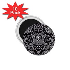 Mariager, Bold Flower Design, Black & White 1 75  Magnet (10 Pack)  by Zandiepants