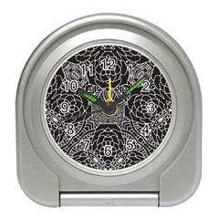 Mariager, Bold Flower Design, Black & White Travel Alarm Clock by Zandiepants