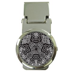 Mariager, Bold Flower Design, Black & White Money Clip Watch by Zandiepants