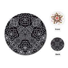 Mariager, Bold Flower Design, Black & White Playing Cards (round) by Zandiepants