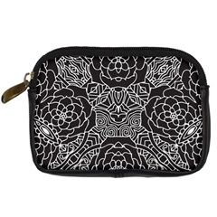 Mariager, Bold Flower Design, Black & White Digital Camera Leather Case by Zandiepants