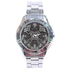 Mariager, Bold Flower Design, Black & White Stainless Steel Analogue Watch by Zandiepants