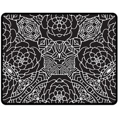 Mariager, Bold Flower Design, Black & White Fleece Blanket (medium) by Zandiepants