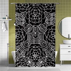 Mariager, Bold Flower Design, Black & White Shower Curtain 48  X 72  (small) by Zandiepants