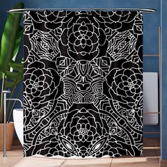 Mariager, Bold Flower Design, Black & White Shower Curtain 60  X 72  (medium) by Zandiepants