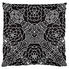 Mariager, Bold Flower Design, Black & White Large Cushion Case (two Sides) by Zandiepants