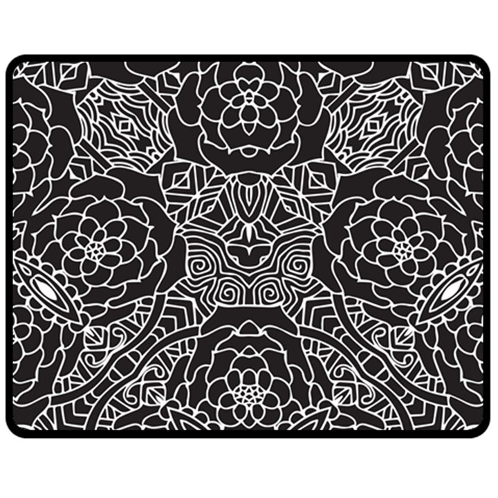 Mariager, bold flower design, black & white Double Sided Fleece Blanket (Medium)